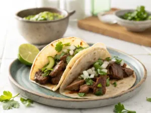 Orden de 3 tacos de bistec con tortilla árabe