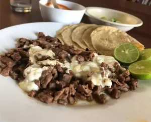 Orden de 5 tacos de bistec con queso