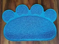 Tapete antiderrapante para comida de perro y gato en forma huellita azul